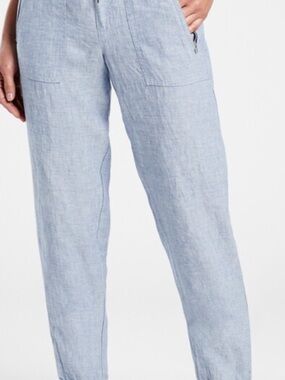 Athleta Cabo Linen Chambray Blue Joggers